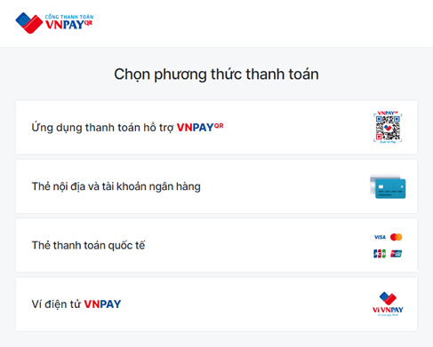 Hướng dẫn thanh toán VNPAY 4 Cac phuong thuc thanh toan qua VNPAY